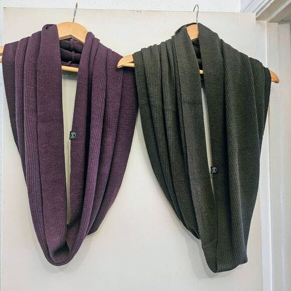 NWOT 2 Buff Infinity Scarfs: Wine/Maroon & Grey - Picture 1 of 3